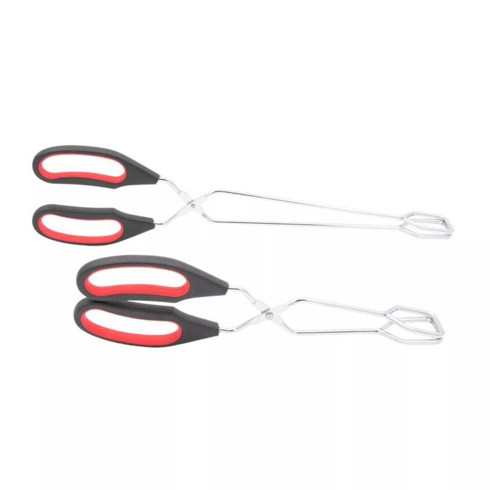 Smart Home Stainless Steel 13" Scissor Tongs with Comfort-Grip Handle, Set of 2
